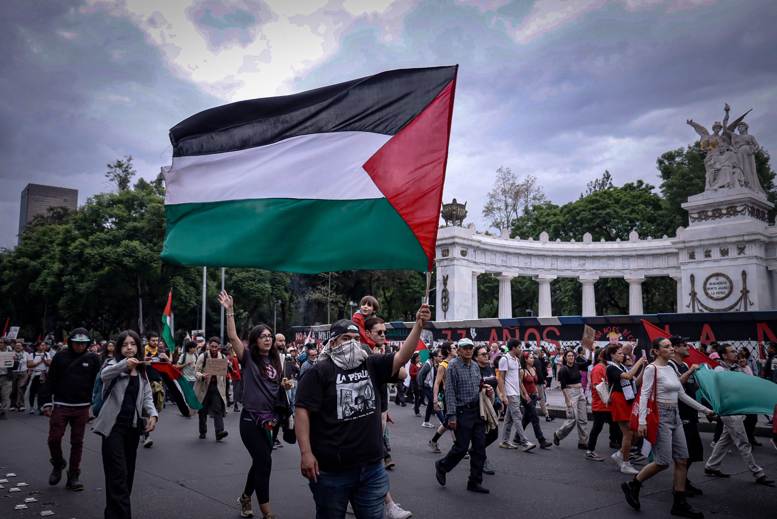  La marcha en Ciudad de México se suma a una serie de protestas globales que reclaman justicia para Palestina. Foto: Lizbeth Hernández 