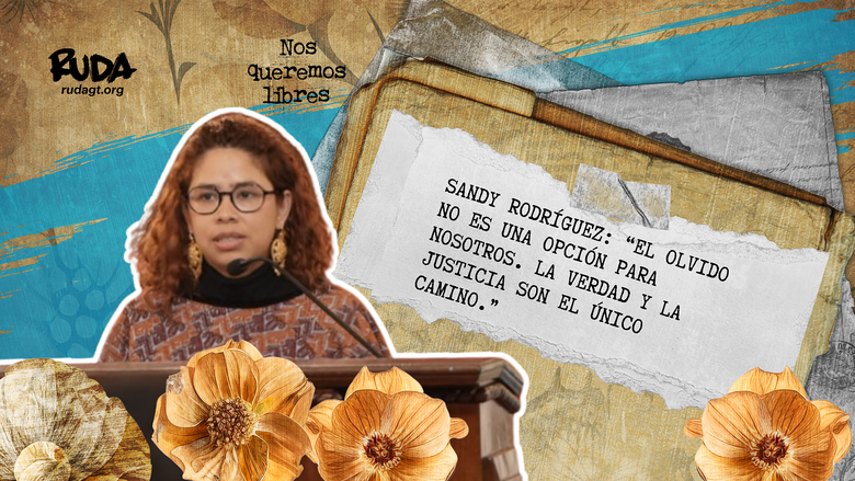 Sandy Rodriguez dando un discurso