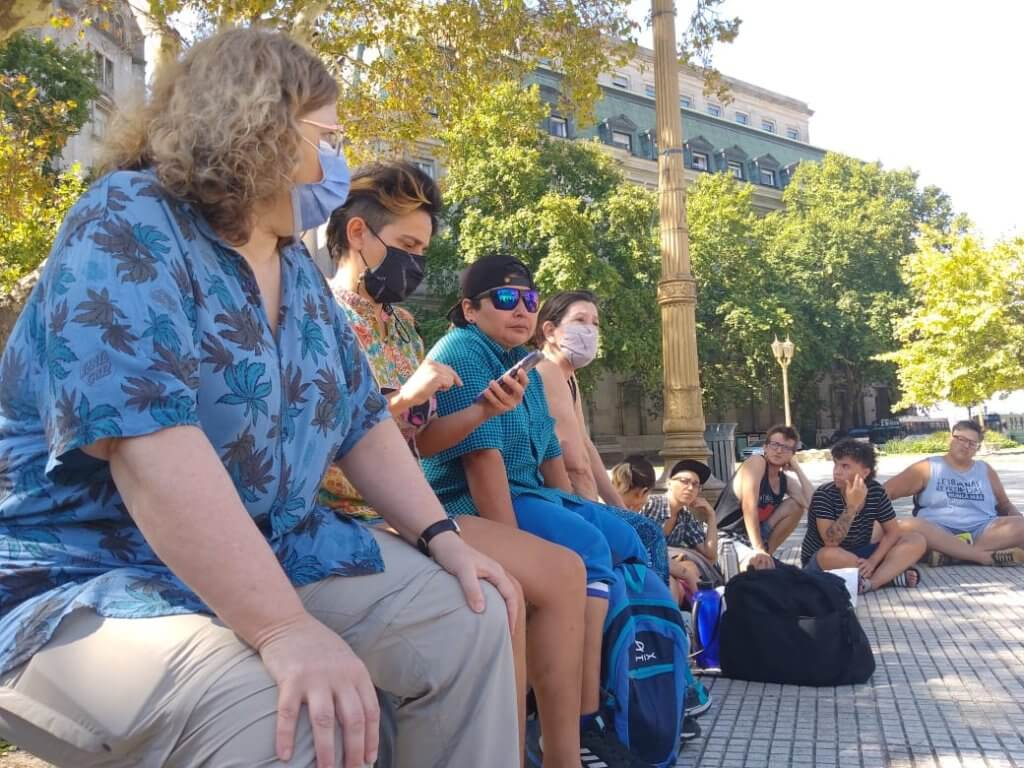  Convocatoria en Plaza de Mayo, Buenos Aires, rumbo al juicio, sábado 19 de febrero 2022. Foto: Agustina Ramos 