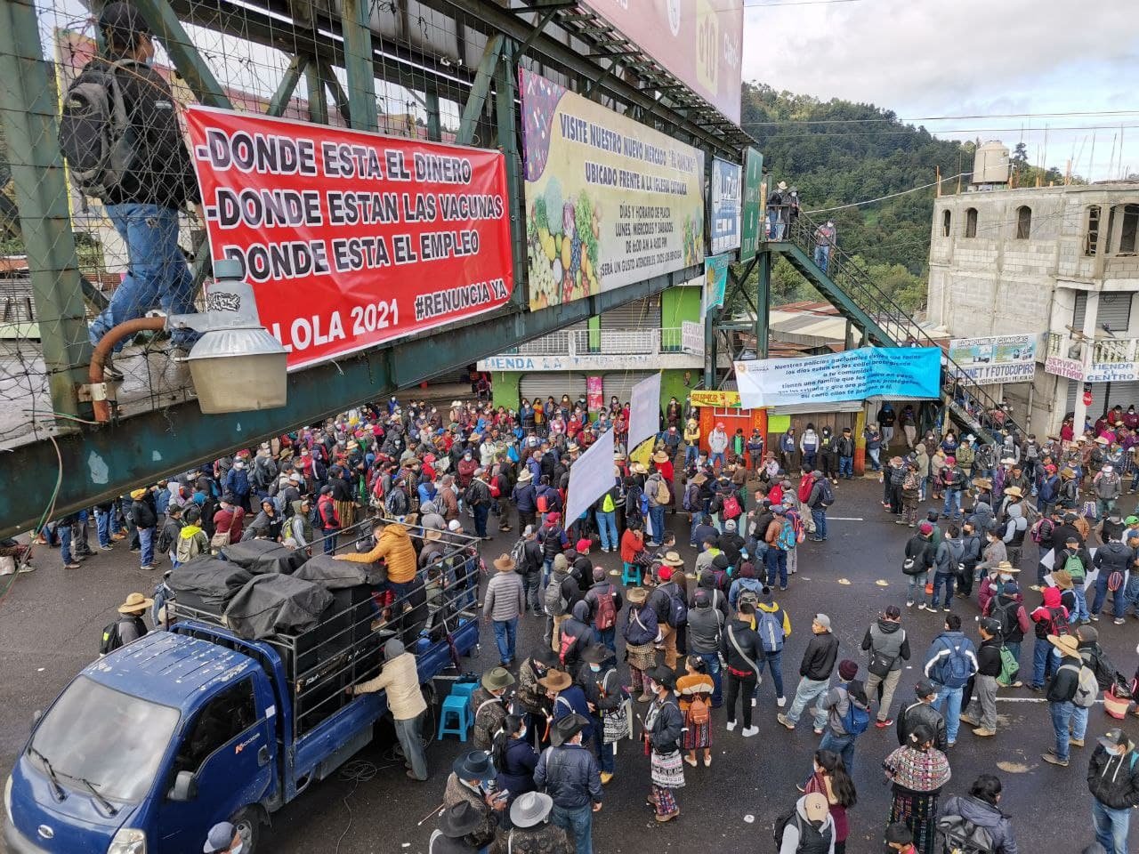  Vista de la manifestación en Los Encuentros.Foto: Nelton Rivera. 