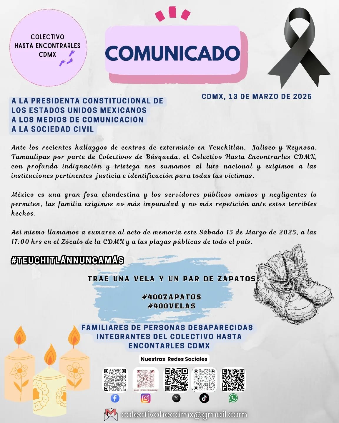  Comunicado del colectivo Hasta Encontrarte CDMX 