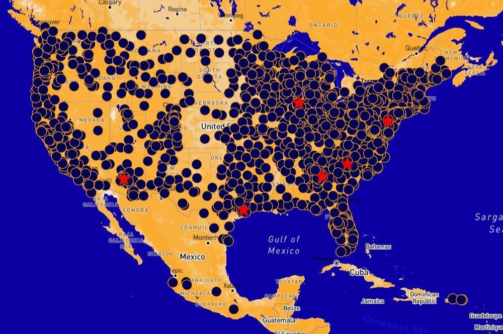  Captura de pantalla de los puntos donde se están organizando a manifestar contra Trump. 